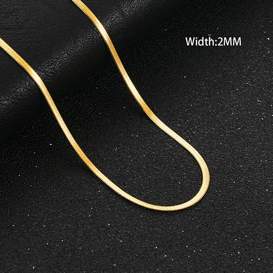 Flat Gold Color Stainless Steel Necklace