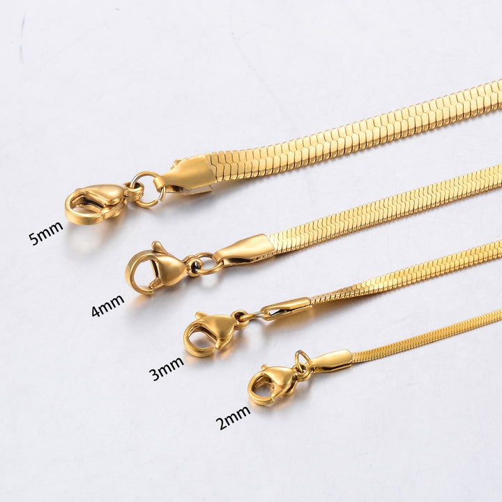 Flat Gold Color Stainless Steel Necklace