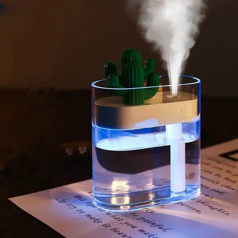 Clear Cactus Ultrasonic Air Humidifier - USB Essential Oil Diffuser