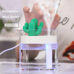 Clear Cactus Ultrasonic Air Humidifier - USB Essential Oil Diffuser